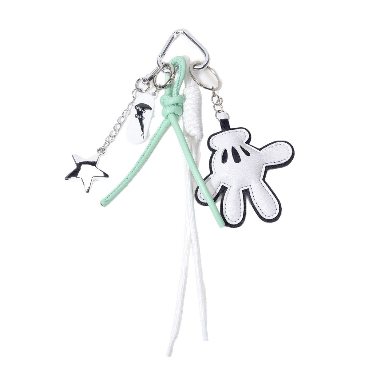 源头工厂量大价优白色黑边打手掌滑板车包挂钥匙链钥匙扣五角星