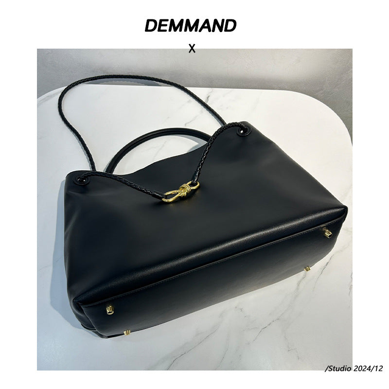 包包女2025新款质感真皮大容量托特包女斜跨通勤蝴蝶结单肩手提包