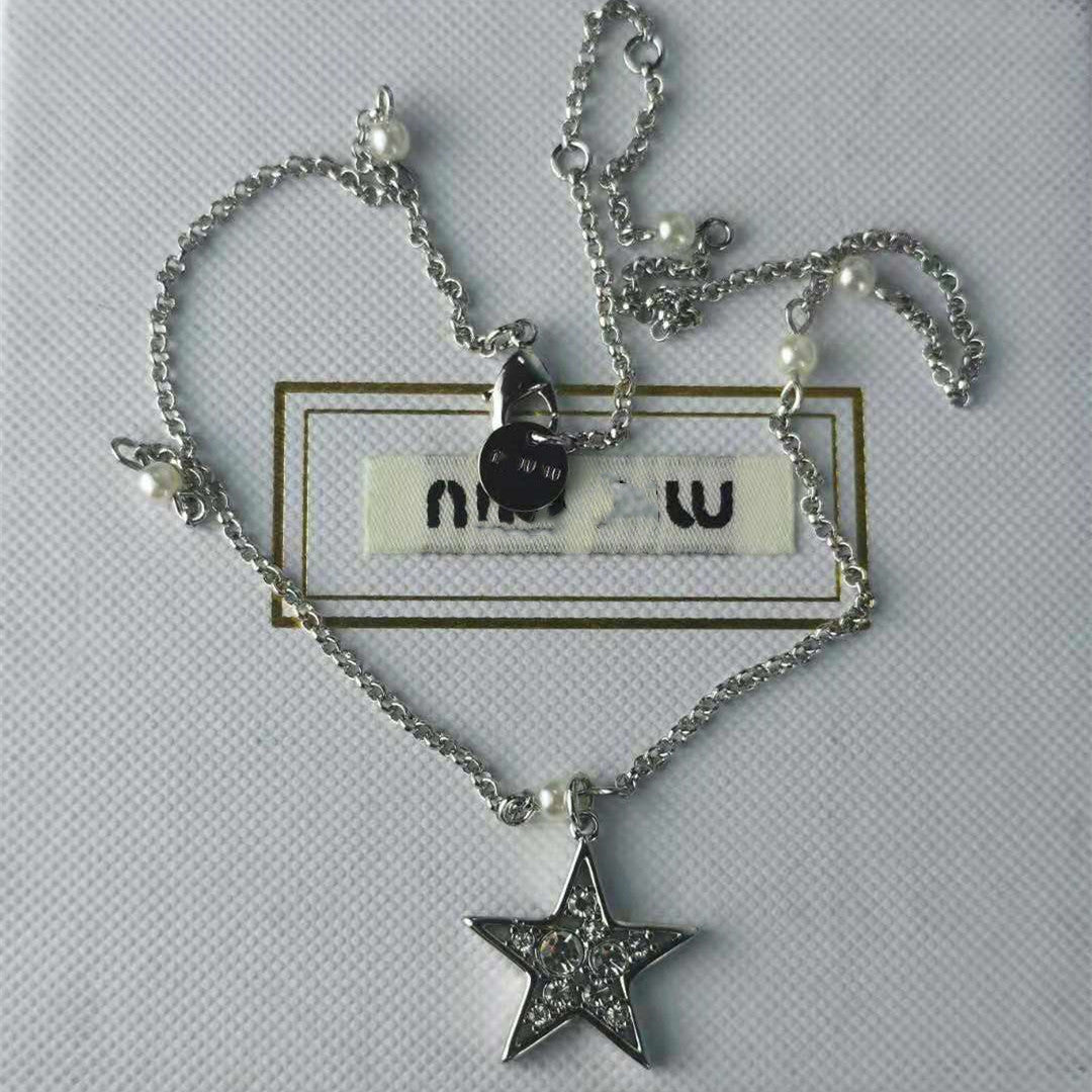 缪家新款珍珠耳环星星水晶耳坠气质时尚简约五角星形珍珠耳钉女