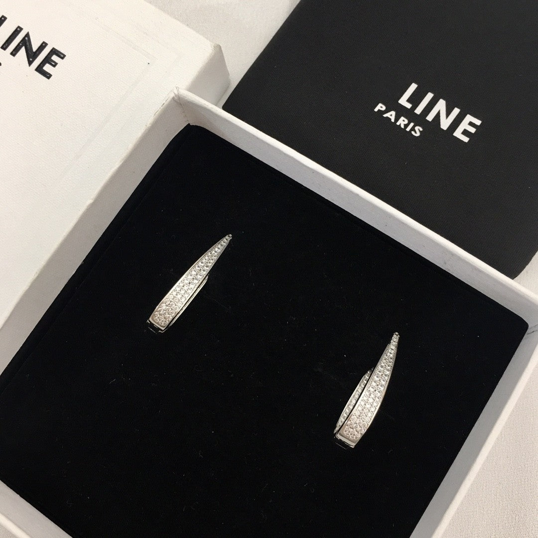 赛林家新款满钻U形耳环女高级感个性气质黄铜镀金CEL风锆石耳扣