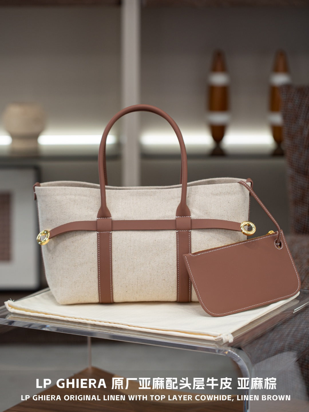 跨境新款小众设计高级感帆布拼牛皮托特包大容量通勤百搭手提包女