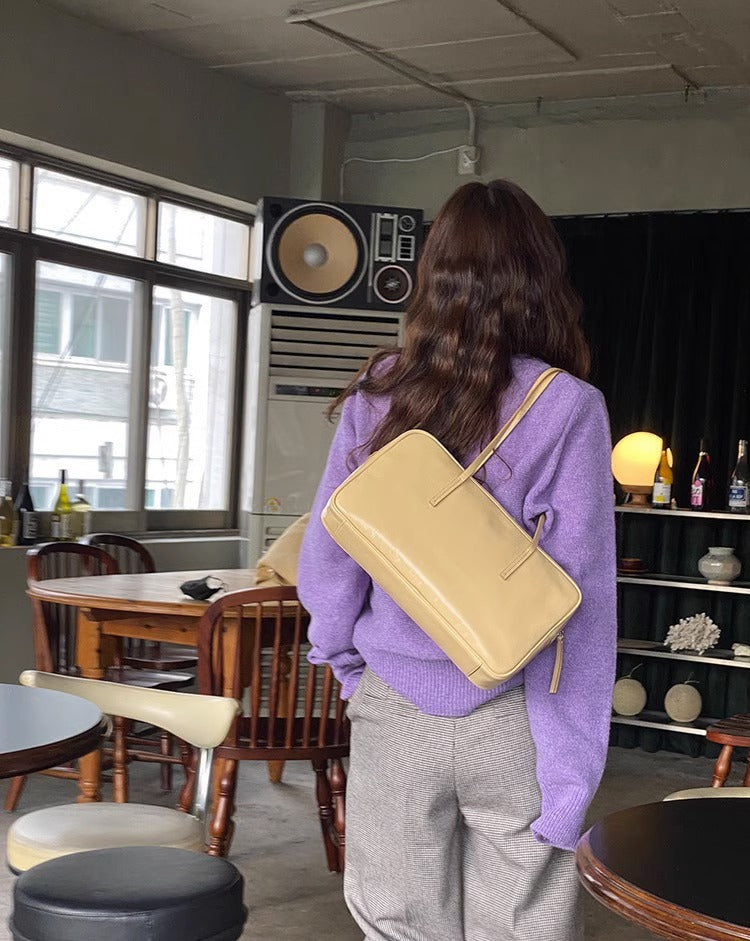 JK制服春夏高级感ins波士顿枕头包牛皮单肩斜跨大容量 无痕代发