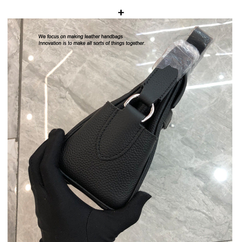 头层牛皮凯莉包包女复古邮差包2024秋冬新款单肩斜挎百搭马鞍包潮