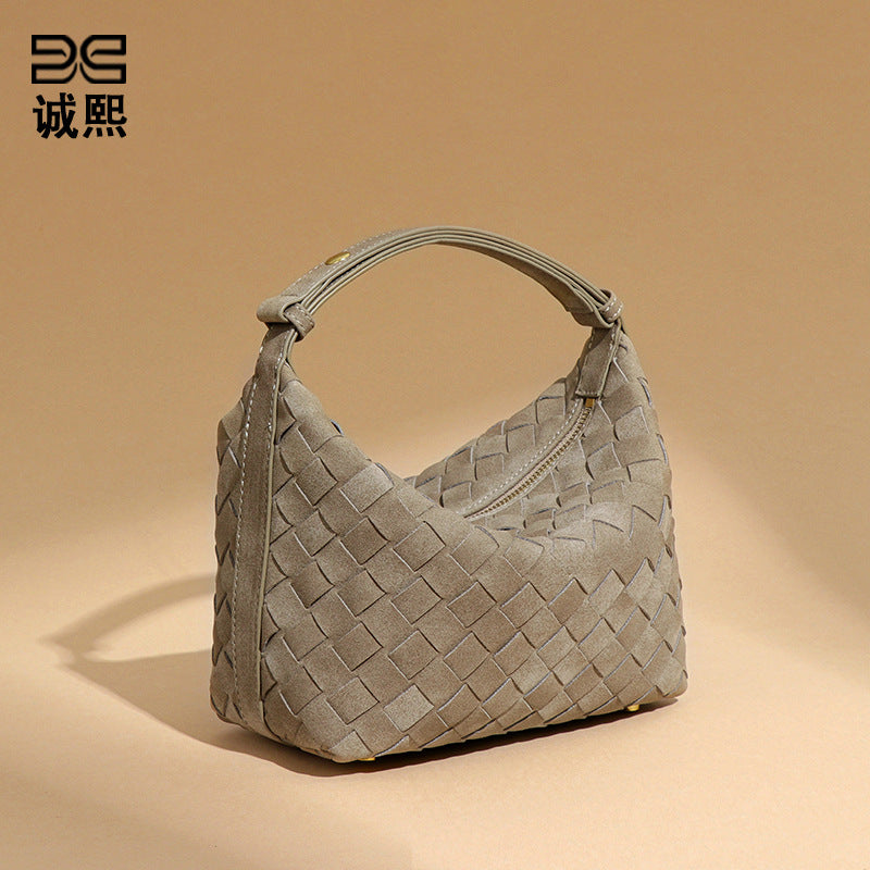 2025年秋冬新款磨砂编织手拎饭盒包小巧百搭迷你便当包手提女包包