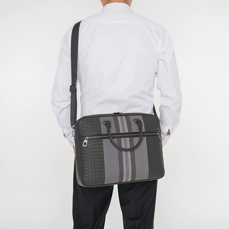 X&BV男包手提包真皮商务休闲编织公务包男士单肩包斜挎包公文包男