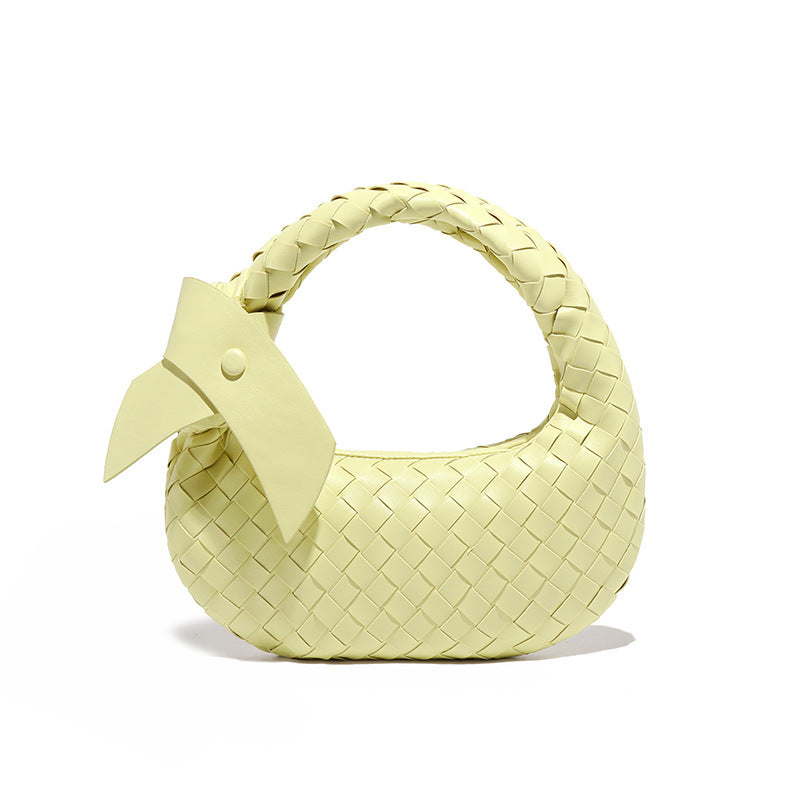 2024夏季女式新款饺子包贴标定制牛角编织包手提单肩包百搭腋下包