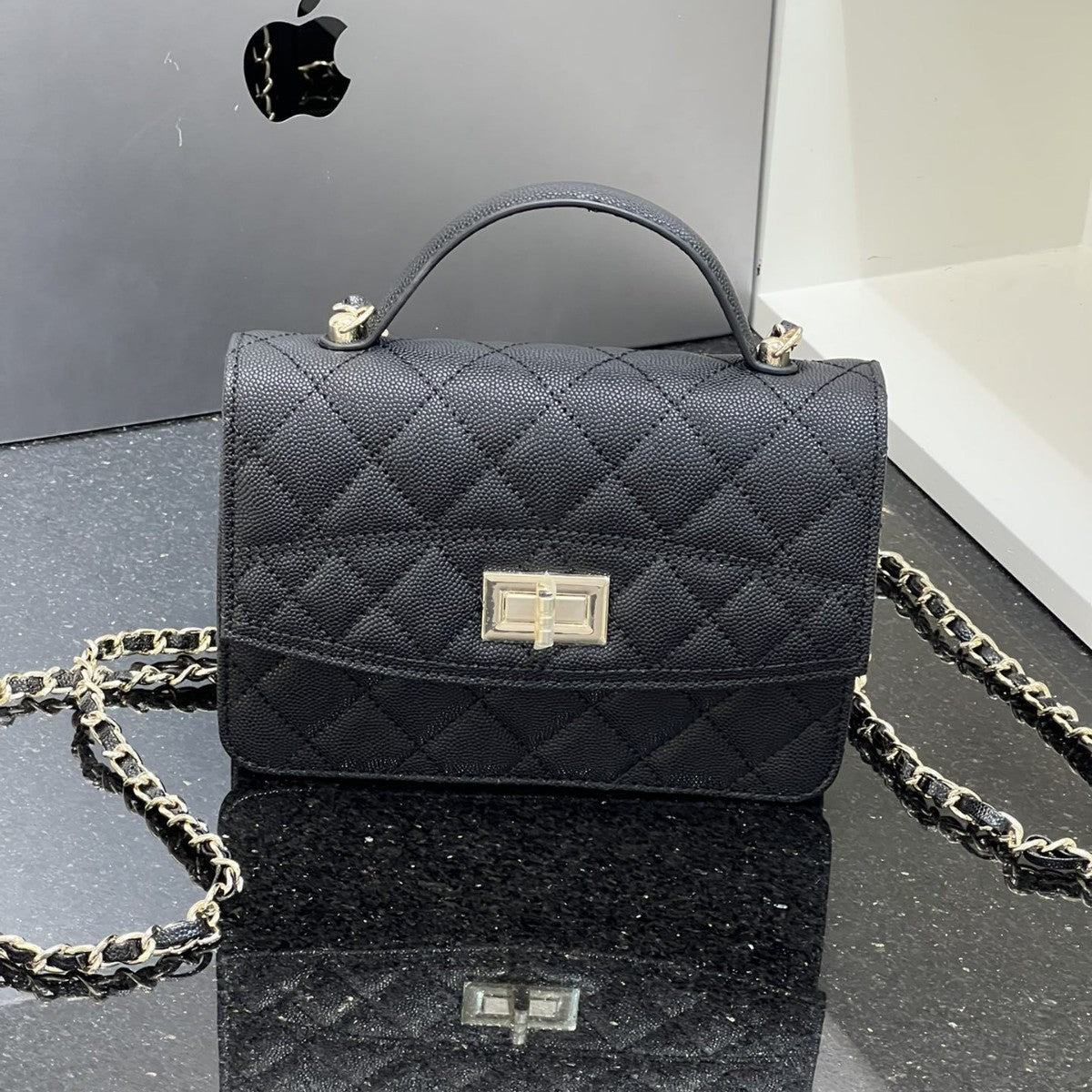 2025C新款真皮小香风鱼子酱菱格双肩背包时尚百搭三用单肩斜挎包