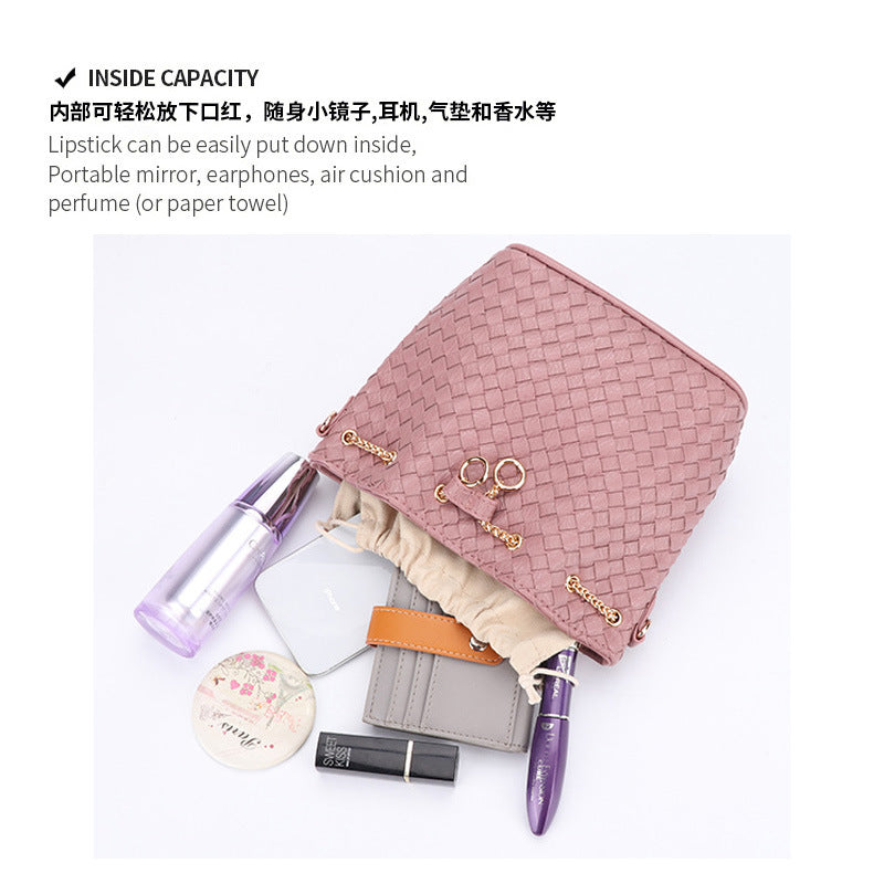 ins包包女2025新款韩版编织水桶包迷你斜挎单肩包潮女包 一件代发