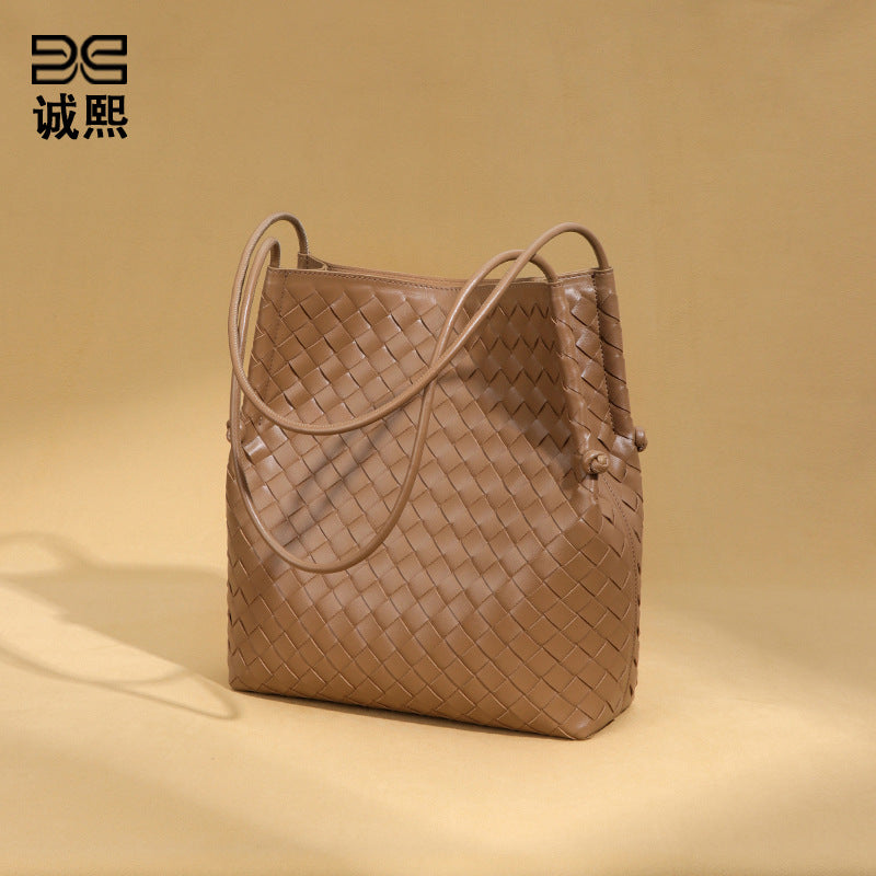 复古潮流大容量单肩腋下女包时尚手工编织包包韩版休闲子母托特包