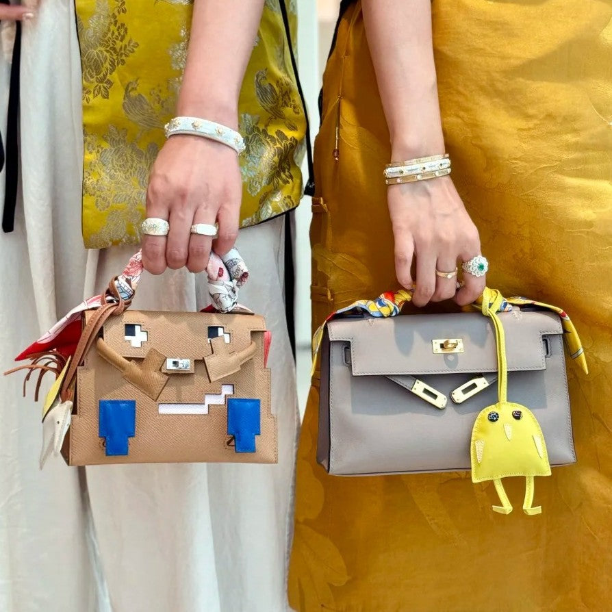 机器人凯莉包卡通笑脸包马赛克娃娃手提小方包单肩斜挎包一件代发