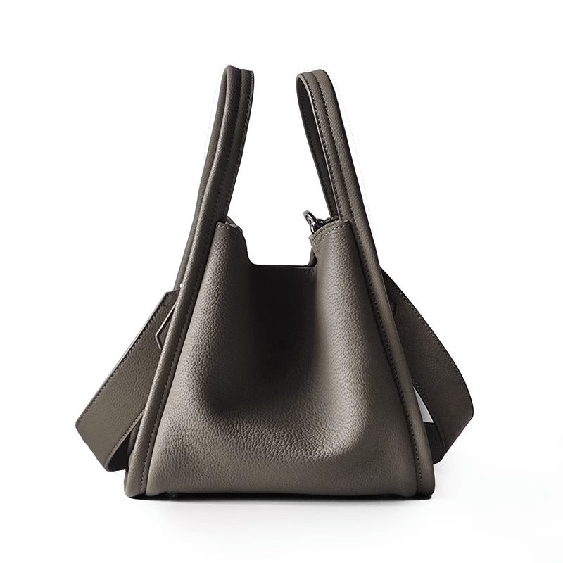 高级感头层牛皮togo水桶包菜篮子包包斜挎单肩手提包女 无痕代发