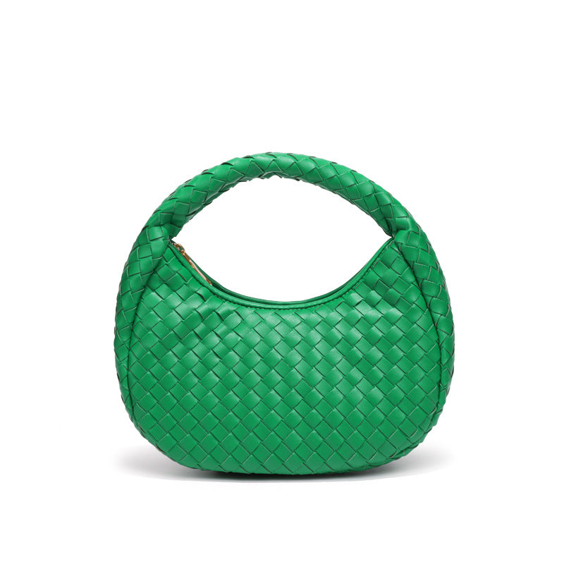 广州工厂批发编织女包定制加标手拎月牙包复古潮流手提轻便饺子包