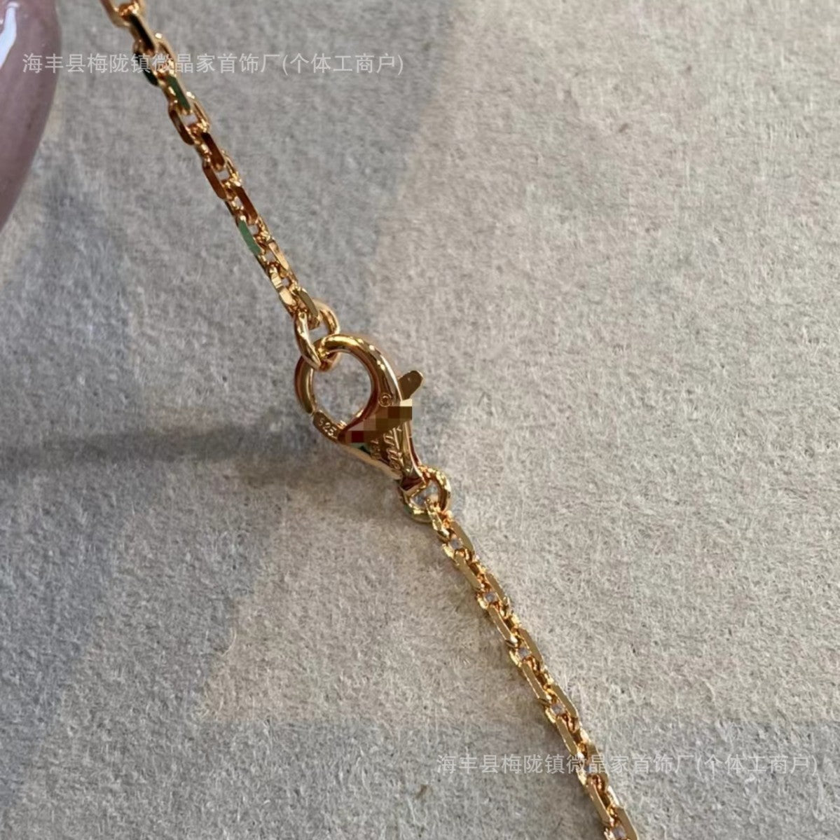 卡家高版本双环带钻项链S925银镀18K玫瑰金项链CNC精工厂家直销