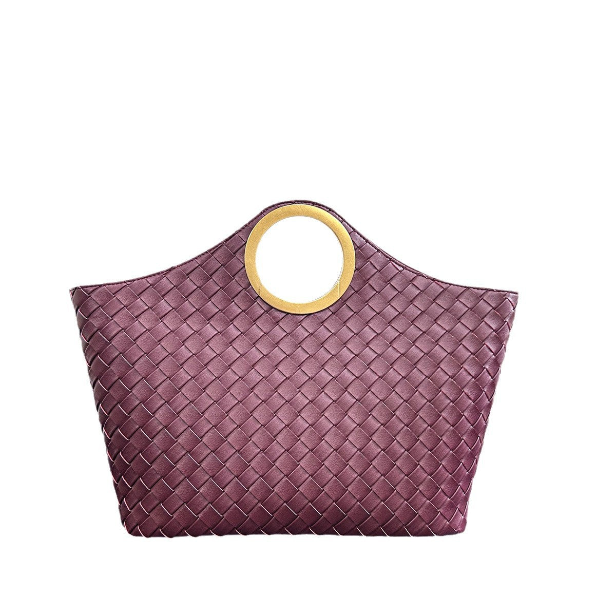 圆环手提包高级感菜篮子水桶包新款牛皮时尚通勤托特包斜挎肩包包