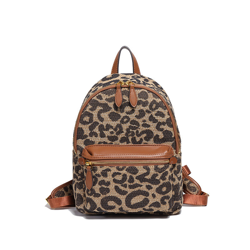 秋冬百搭跨境新款豹纹单肩双肩包个性潮流旅行上班大容量女士背包