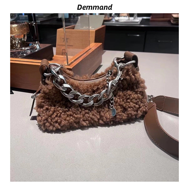 包包女士2023新款秋冬羊羔毛腋下链条包高级感时尚百搭单肩斜挎包
