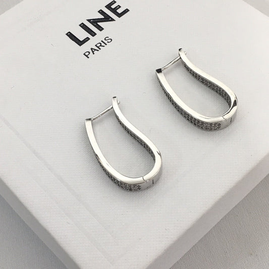 赛林家新款满钻U形耳环女高级感个性气质黄铜镀金CEL风锆石耳扣