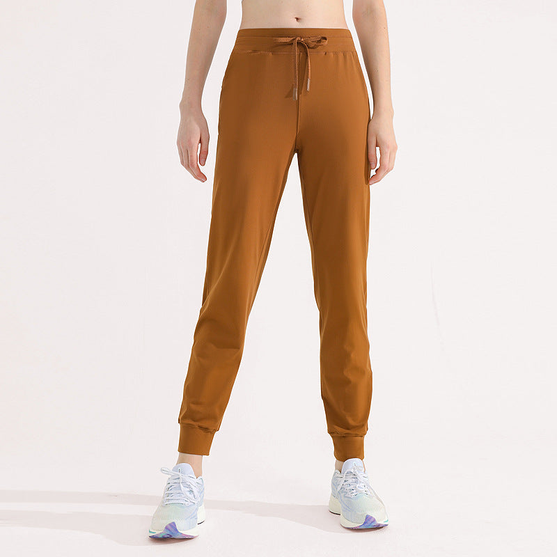 磨毛休闲运动裤女裸感lulu瑜伽裤吸湿透气速干健身裤宽松束脚卫裤