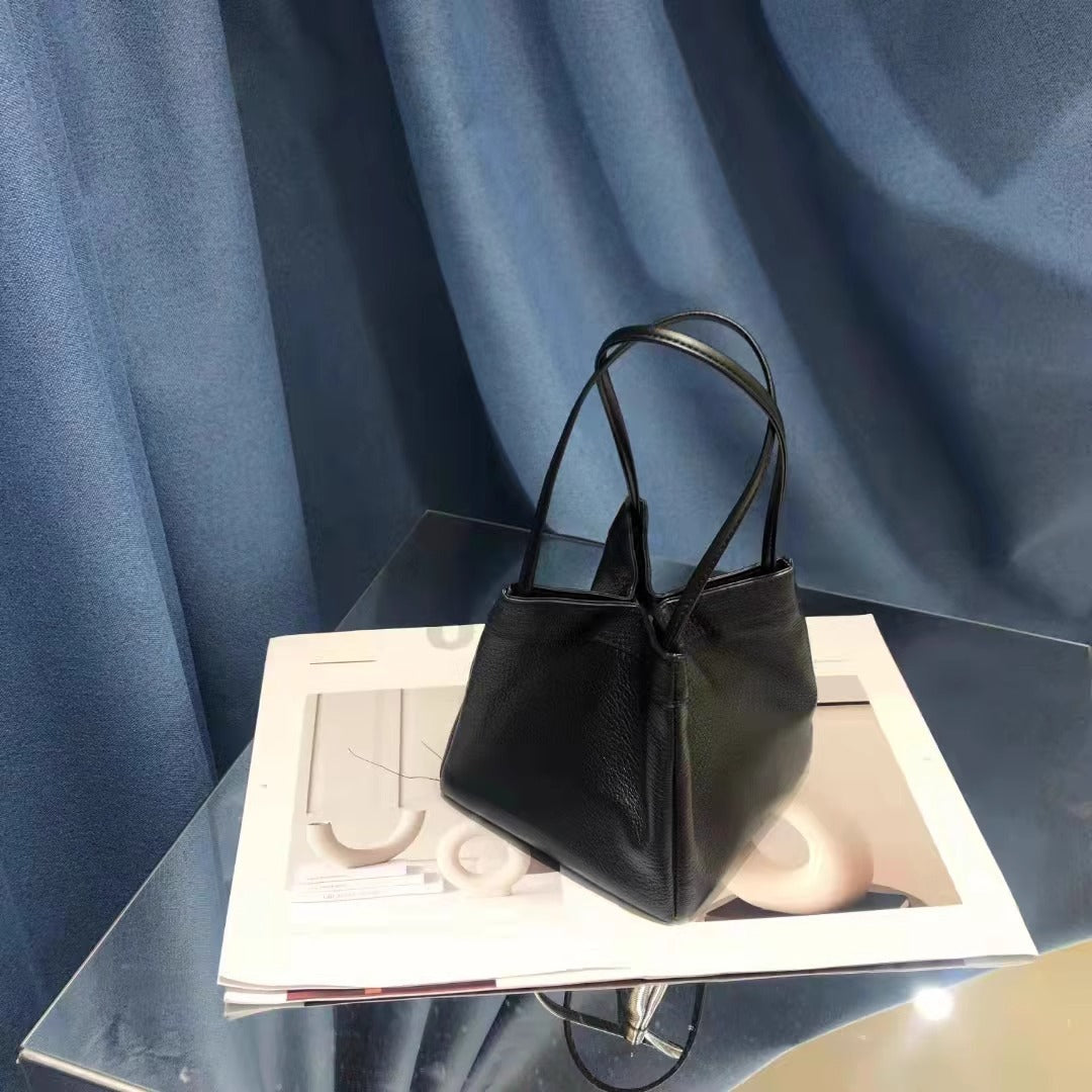 新中式国风晕染菜篮子包牛皮绸缎锦囊包手提包女单肩斜挎包水桶包