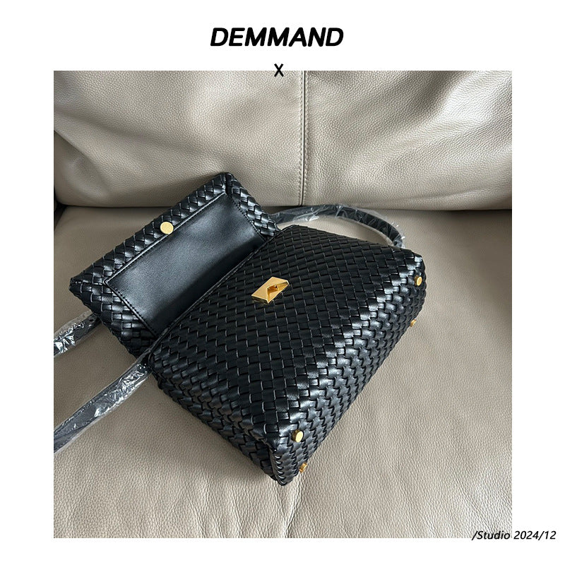 纯手工编织新款腋下包时尚百搭通勤大容量手提包潮流质感斜挎女包