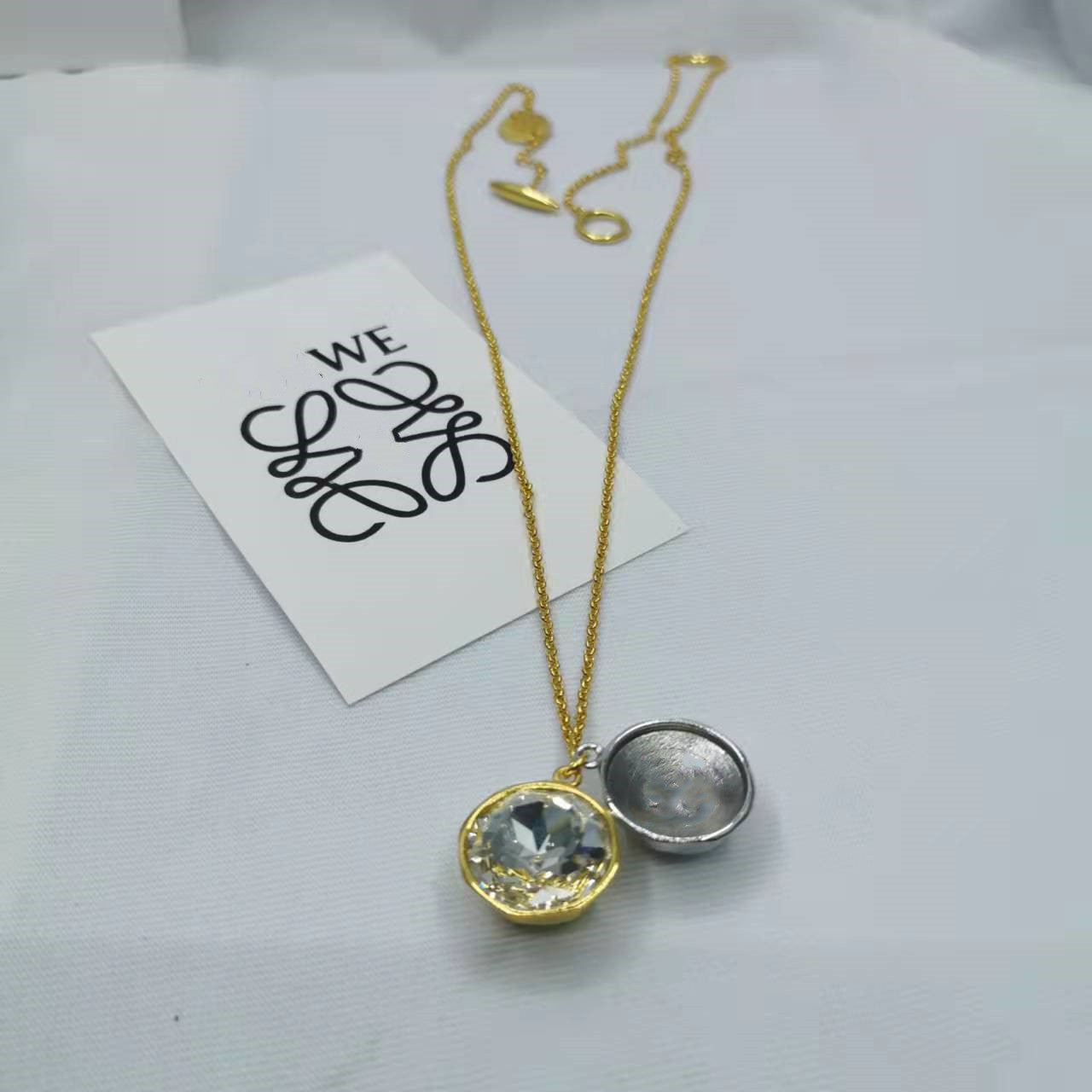 罗家21新款镶钻水晶耳钉女手链项链高级感气质闪钻几何形半圆耳环