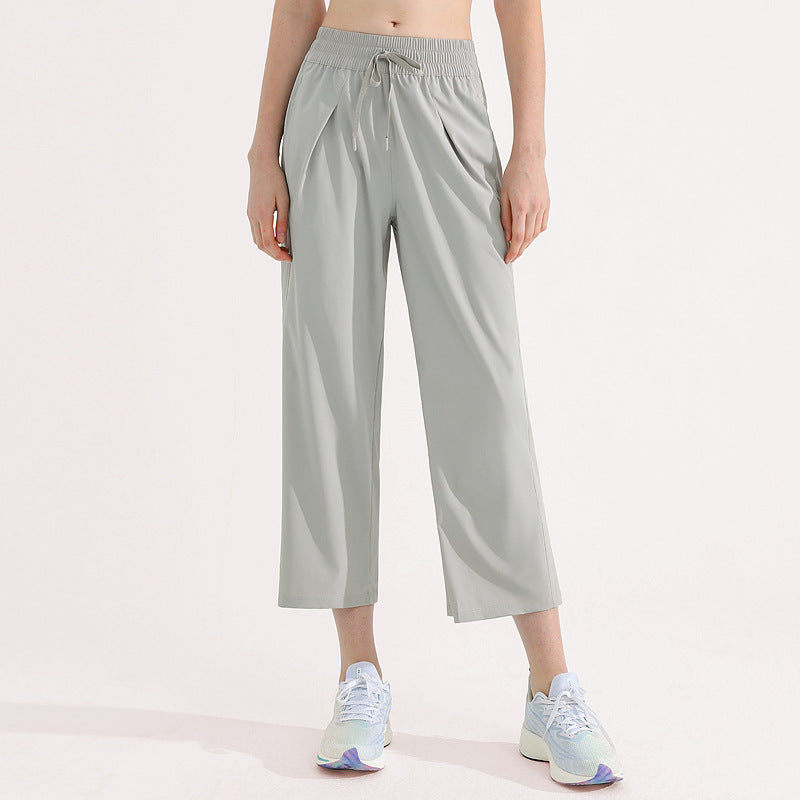 新款阔腿直筒运动裤女垂坠感宽松百搭卫裤健身休闲户外瑜伽八分裤