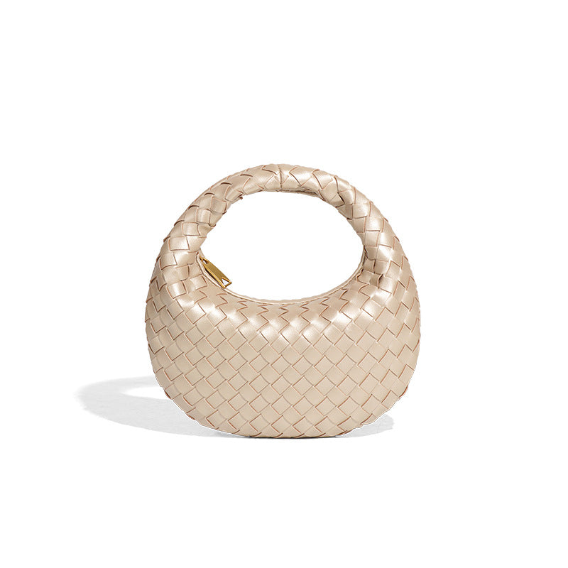 跨境简约时尚手拎饺子包简约手工编织女包工厂批发外贸单肩斜挎包