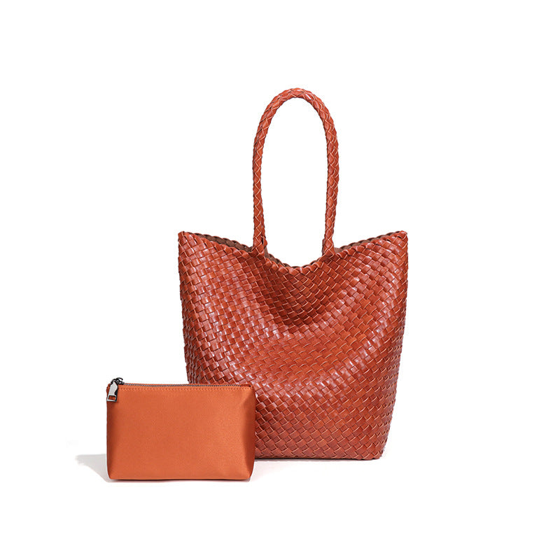 韩版潮流大容量单肩腋下包手工编织女包大容量休闲子母手提托特包