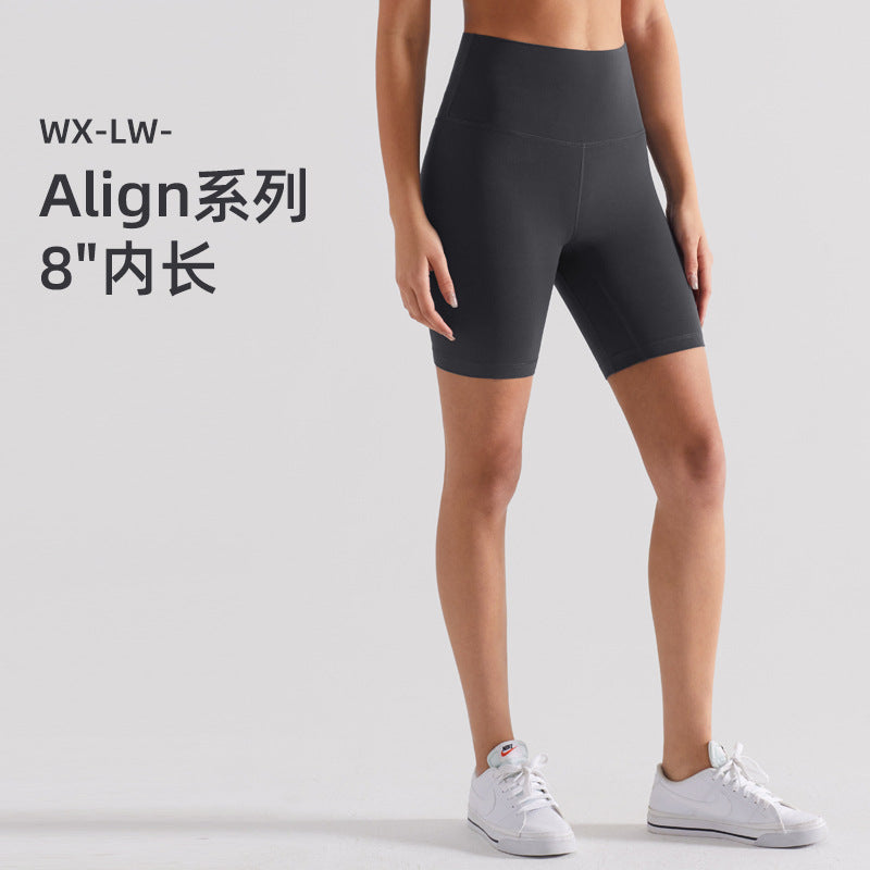 磨毛裸感lulu瑜伽短裤女高腰户外骑行健身裤短裤五分运动紧身裤