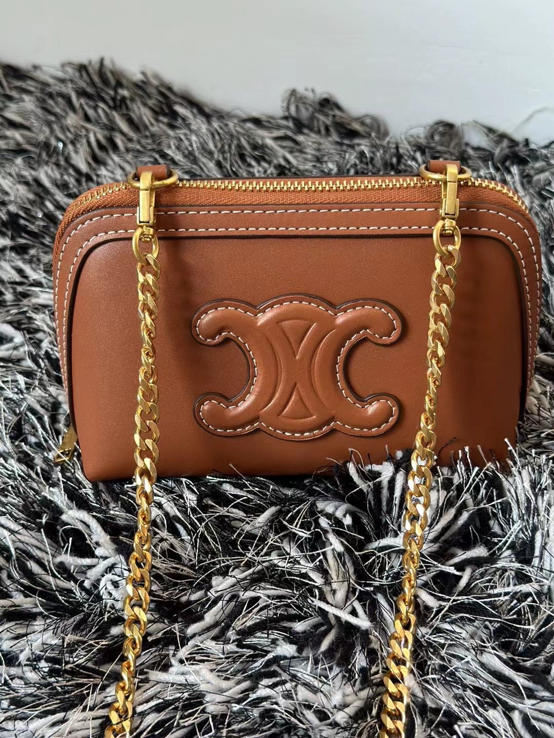 2024年新款复古凯旋门贝壳包迷你老花链条小包化妆包单肩包女斜挎