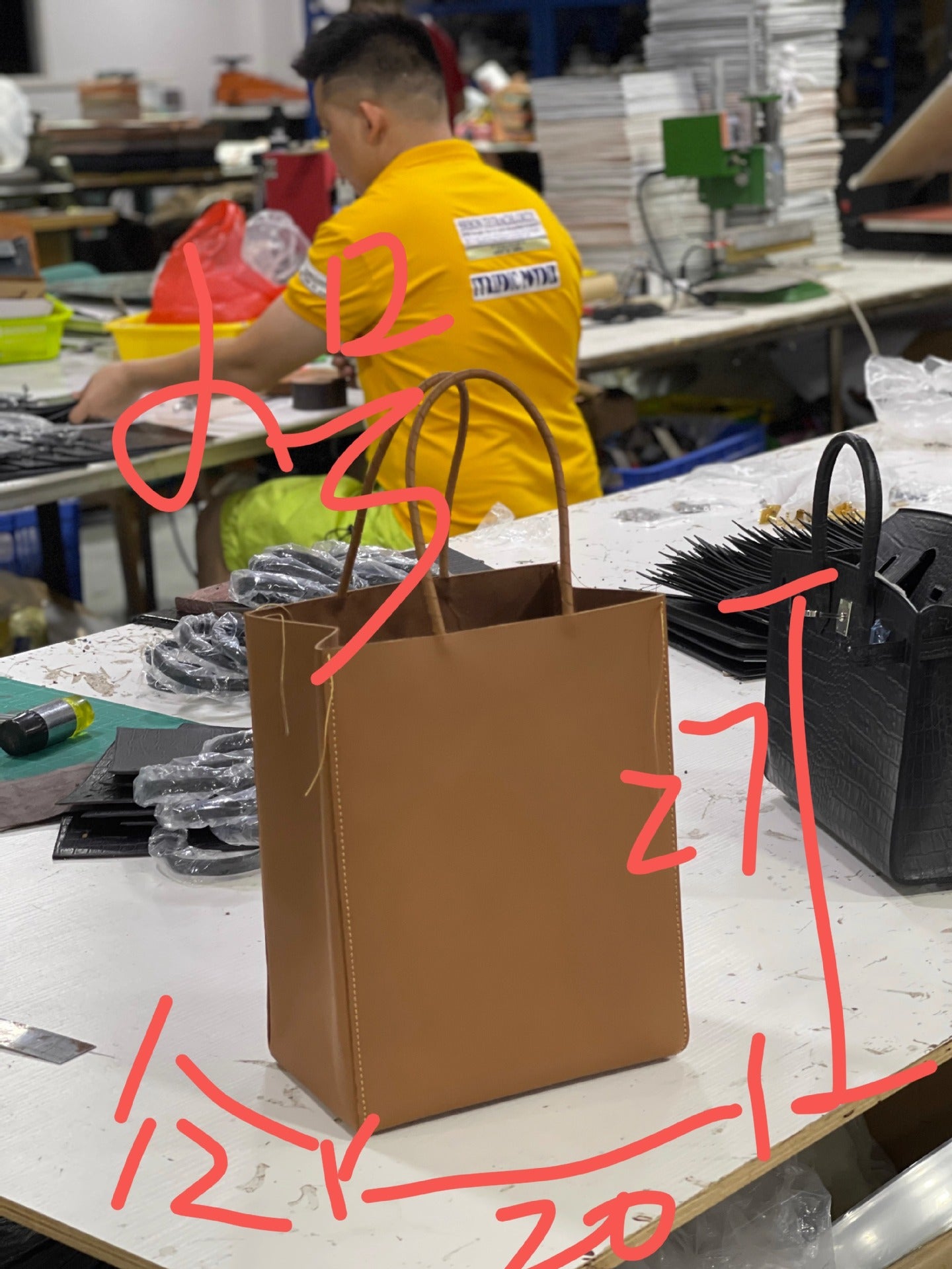 ins风托特包包女2023新款真皮手提包大容量牛皮纸袋包 工厂代发