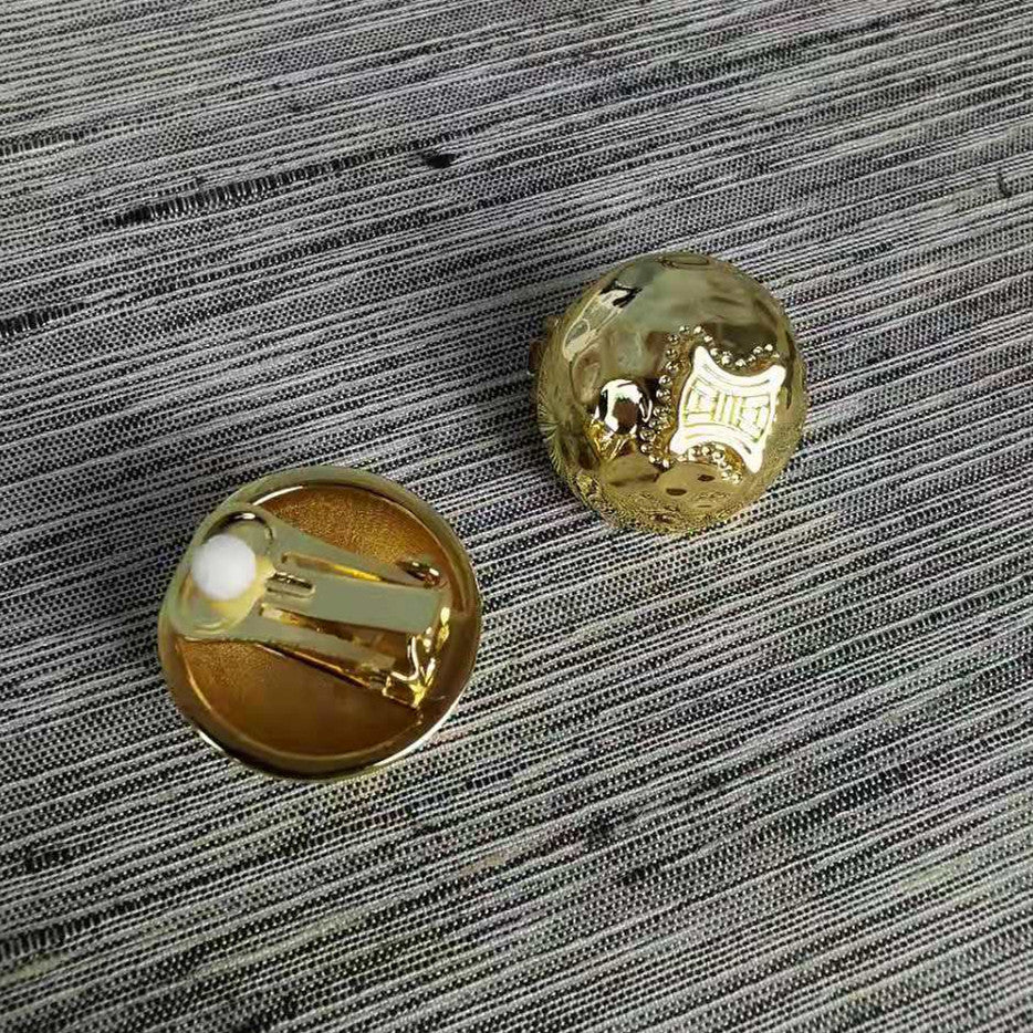 赛家新款凯旋门半球耳夹铜电镀18K金复古中古vintage风耳环无耳洞