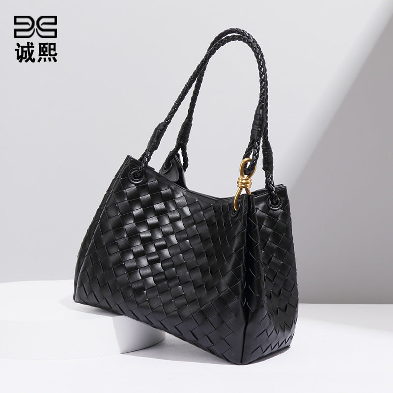 轻奢百搭两件套子母包高级感编织单肩腋下包大号降落伞手提水桶包