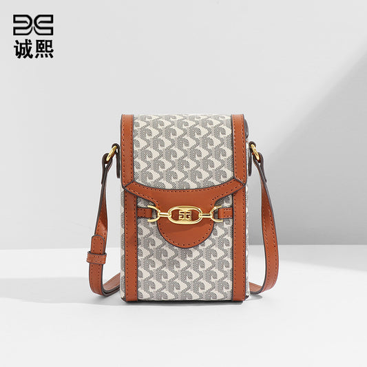 轻奢迷你手机包时尚休闲百搭竖款狗牙零钱包新款质感单肩斜跨女包