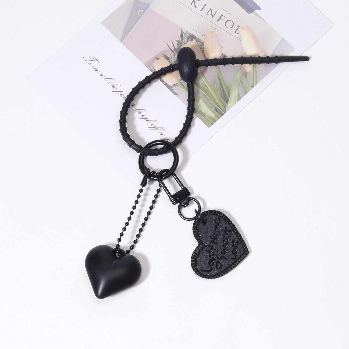 跨境热销磨砂质感亚克力包包挂件杯子挂饰挂件扎带时尚热销桃心