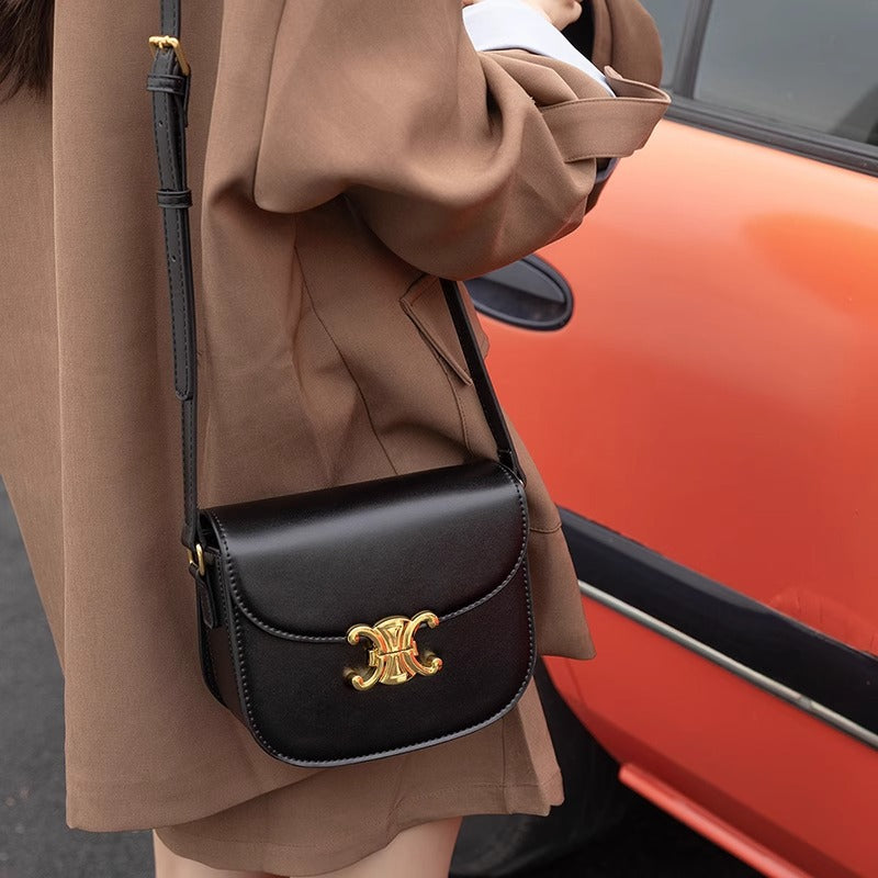 包包女2024新款高级感复古洋气真皮凯旋门豆腐包斜挎包半圆马鞍包