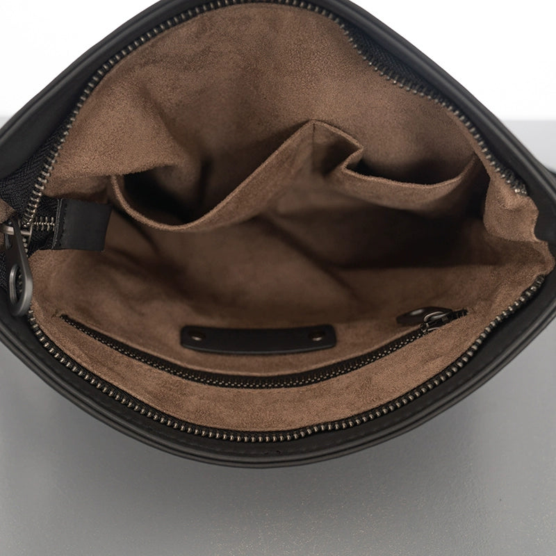 X&BV真皮男士包包单肩包男斜挎包休闲商务编织潮男竖款时尚小背包