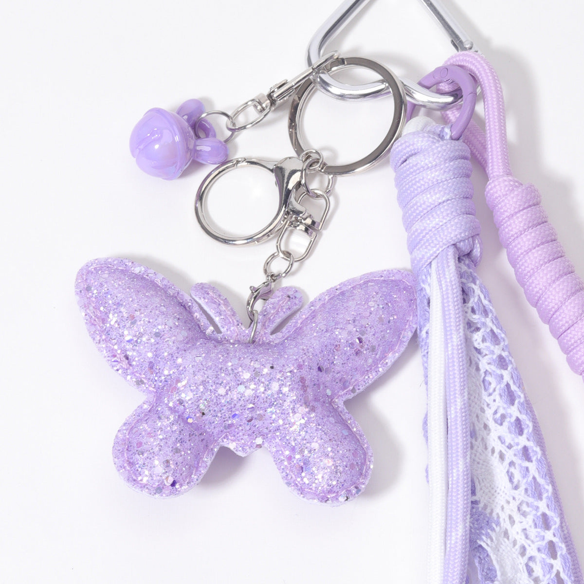 量大价优跨境热销闪粉蝴蝶兔子小铃铛包包挂件挂饰钥匙扣挂杯子挂