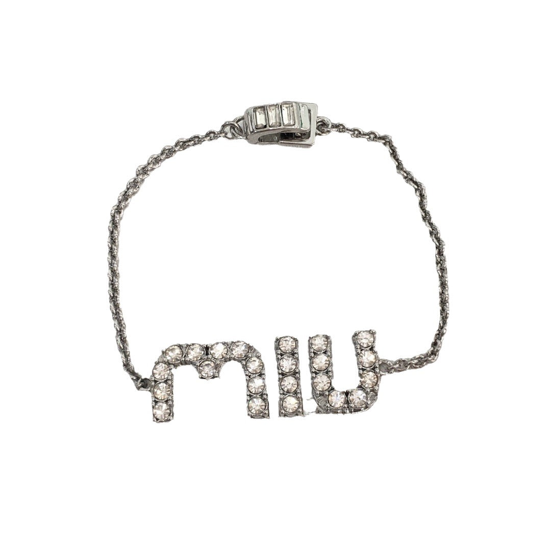 缪家新款MIU字母满钻手链女高级感气质甜美风