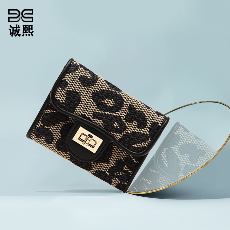 短款风琴卡包女豹纹多卡位证件精致小包大容量小众卡套批发名片包