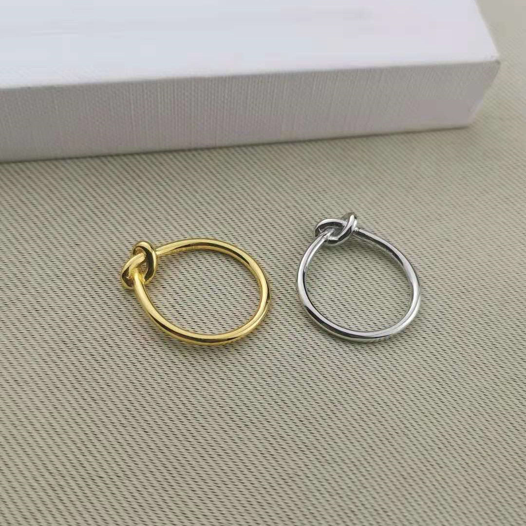 赛家新款打结圈圈戒指女气质高级大气简约冷淡风个性绳结圆圈指圈