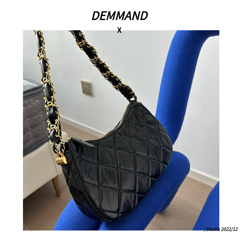 2023新款超火网红腋下包菱格单肩小包包女质感时尚流行百搭手提包