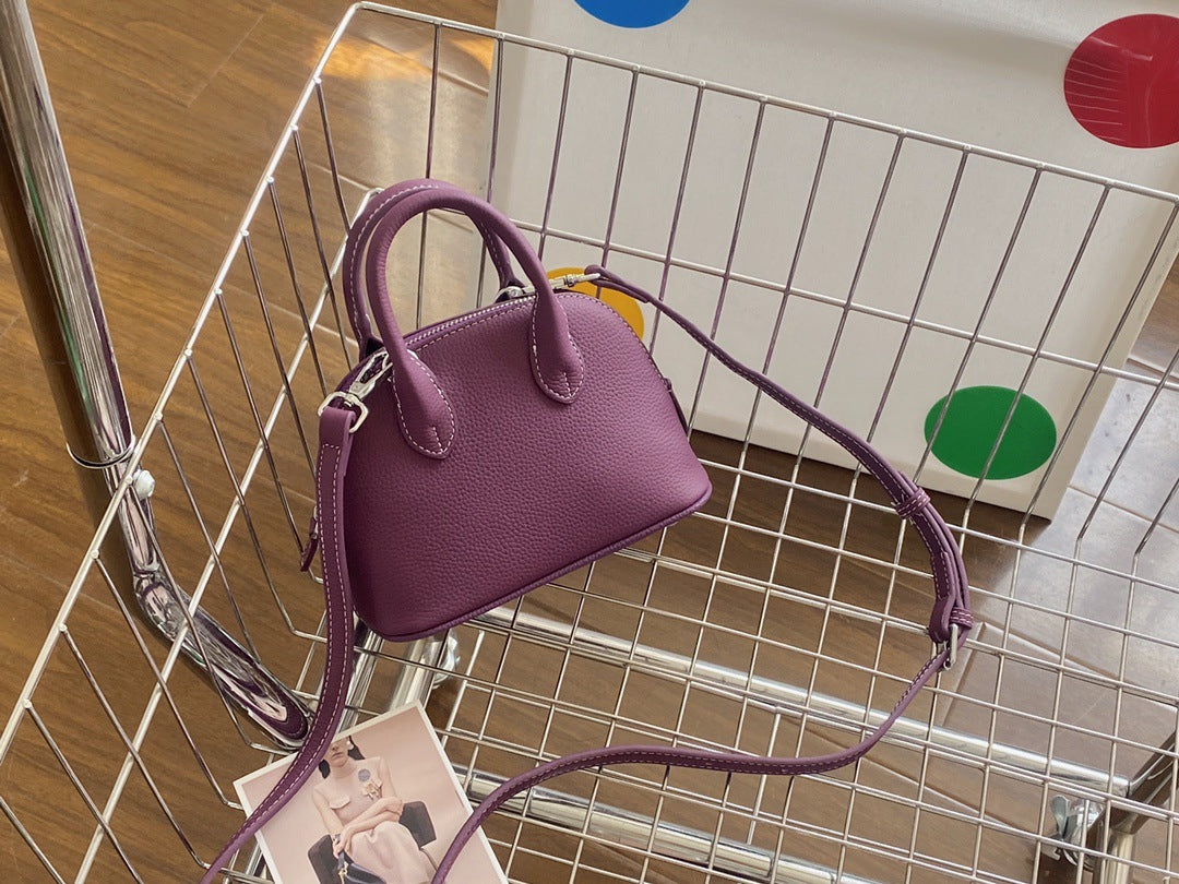 可爱实用担当~头层牛皮真皮贝壳包mini bolide迷你保龄球包 代发