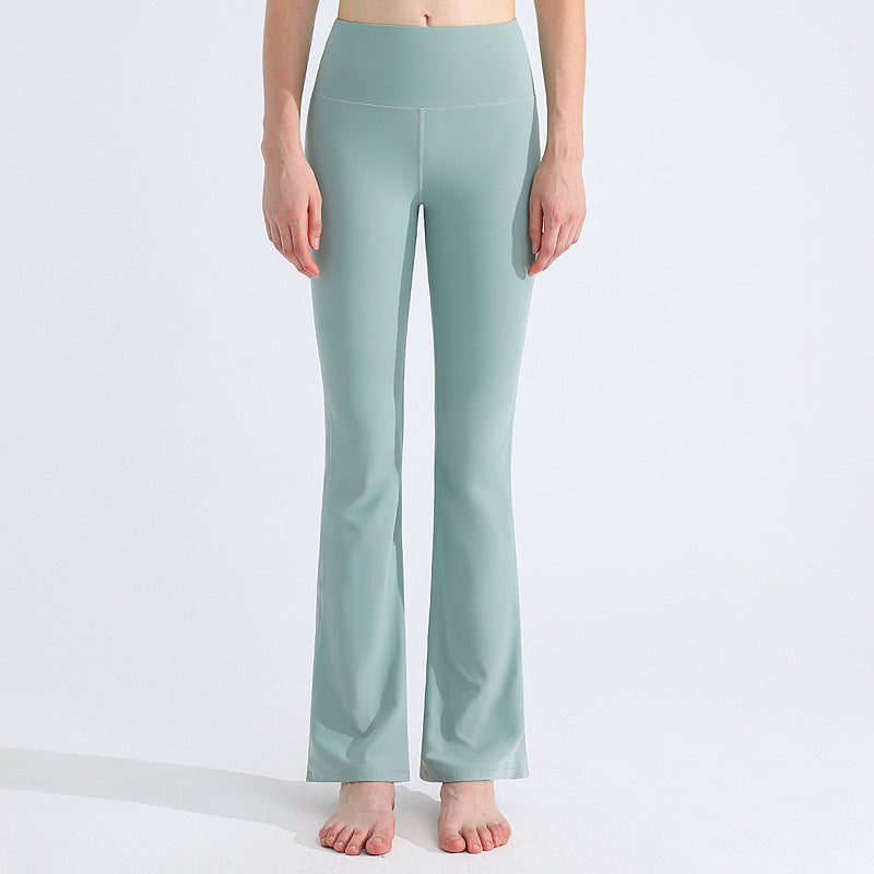 微喇叭运动瑜伽裤女高弹裸感吸湿速干健身裤高腰防卷边抑菌紧身裤