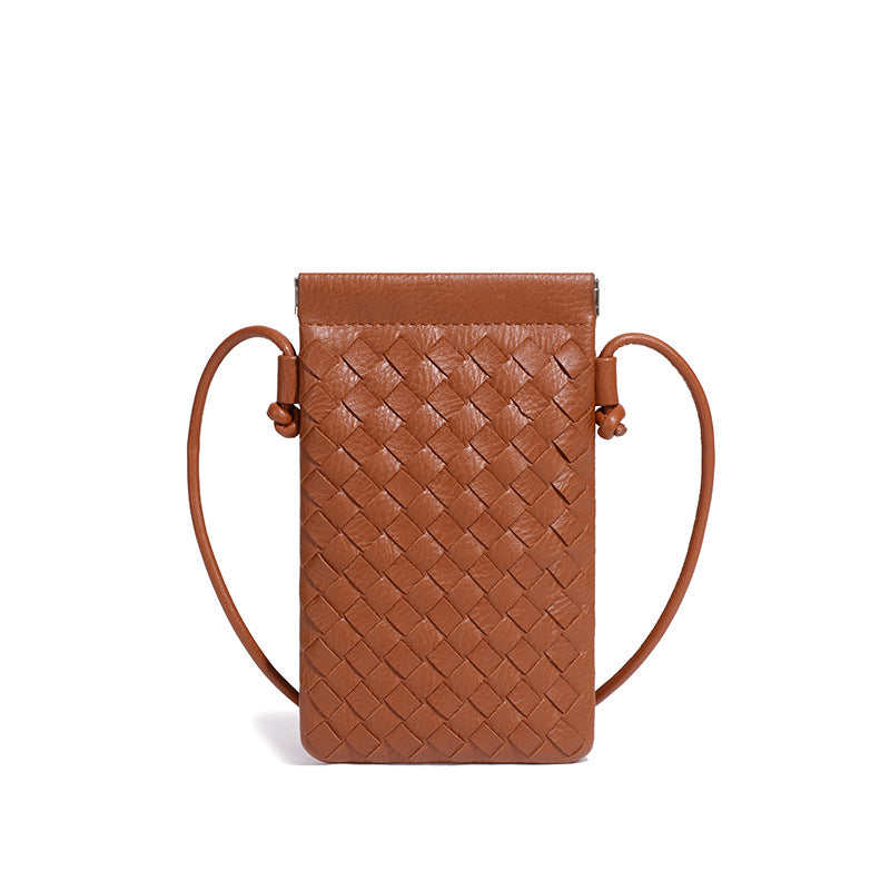 工厂直销竖款手机小方包时尚手工编织包包迷你可爱纯色单肩斜挎包