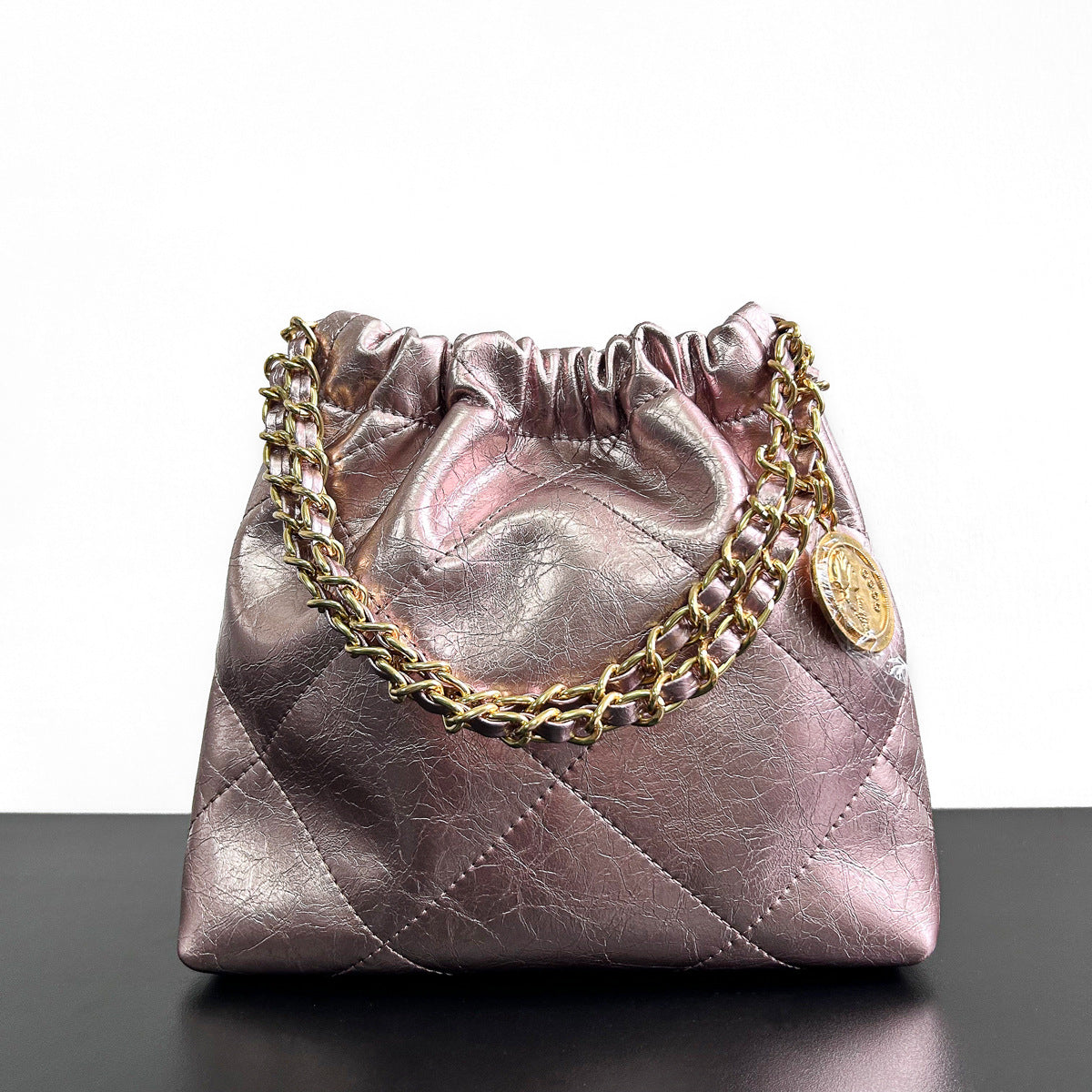 小众设计真皮水桶包女大容量托特包小香风链条单肩包高级感腋下包