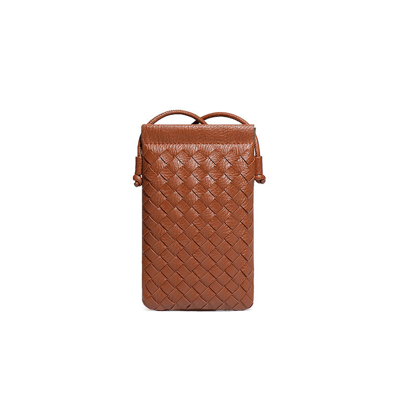 工厂直销竖款手机小方包时尚手工编织包包迷你可爱纯色单肩斜挎包