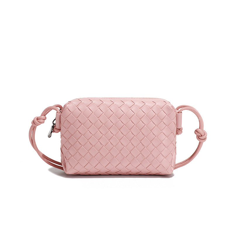 夏季新款马卡龙小巧手工编织批发女包简约纯色时尚百搭斜挎小方包