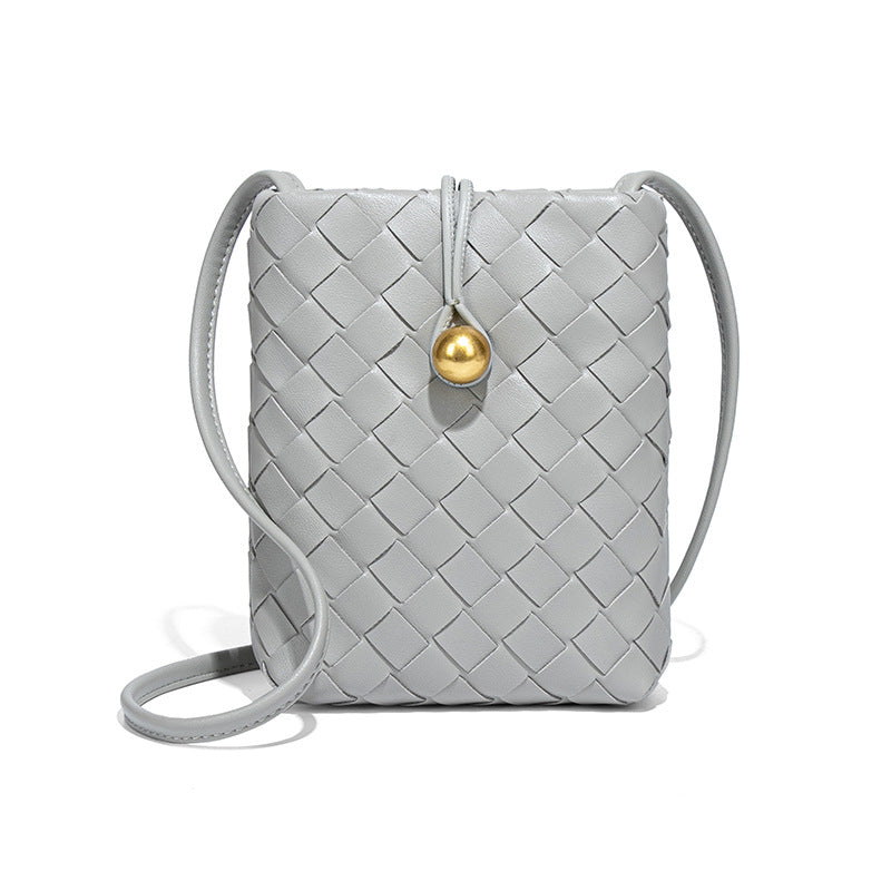 时尚迷你竖款编织手机包复古百搭斜挎零钱包小众质感潮流单肩女包