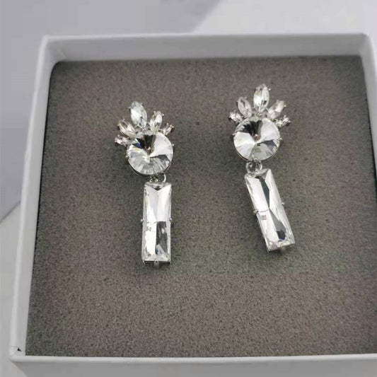 缪家新款仿水晶皇冠耳环女镶钻气质高级大气INS风耳饰水钻耳钉